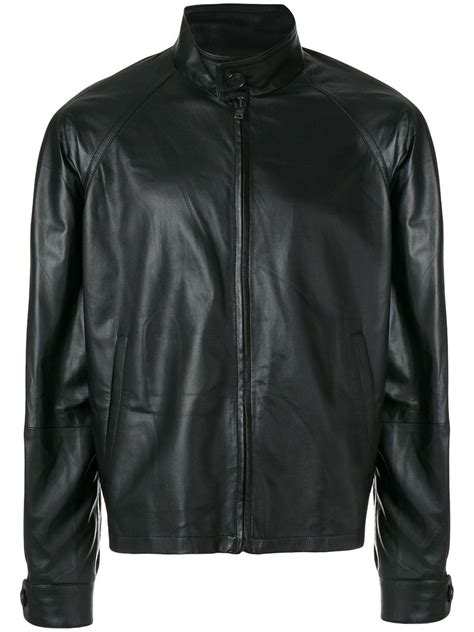 prada leather jacket black lamb|Black Leather jacket .